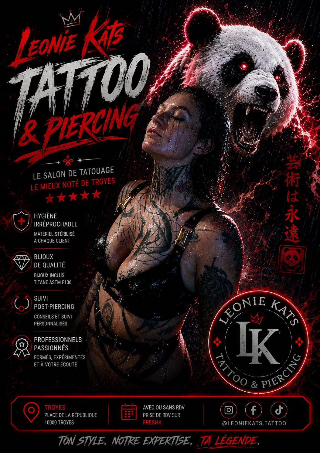 Affiche du salon Leonie Kats Tattoo et Piercing à Troyes